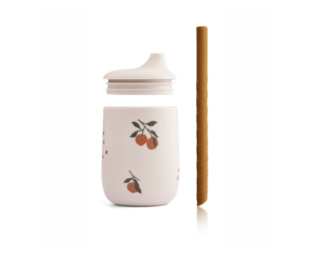 Gobelet avec paille en silicone - Ellis Sippy Cup - Peach/sandy - LIEWOOD