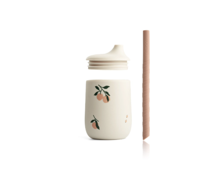 Gobelet avec paille en silicone - Ellis Sippy Cup - Peach/Sea Shell - LIEWOOD