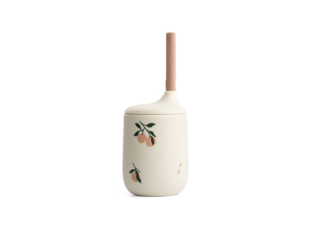 Gobelet avec paille en silicone - Ellis Sippy Cup - Peach/Sea Shell - LIEWOOD