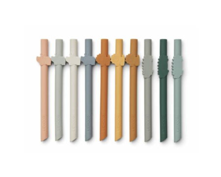 Lot de 10 pailles droites en silicone - Safari/Mustard multi mix - LIEWOOD