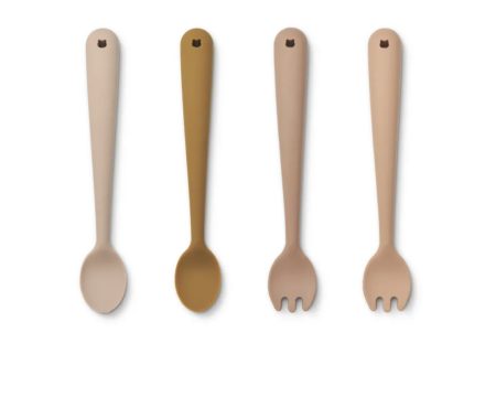 Set de couverts enfant en silicone (lot de 4) - Shea feeding set - Rose multi mix - LIEWOOD