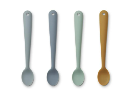 Set de couverts enfant en silicone (lot de 4 cuillères) - Spoon silicone set - Blue multi mix - LIEWOOD
