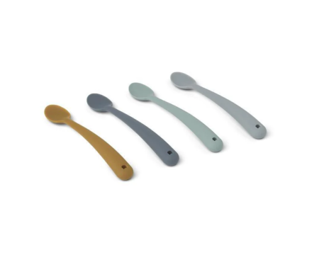 Set de couverts enfant en silicone (lot de 4 cuillères) - Spoon silicone set - Blue multi mix - LIEWOOD