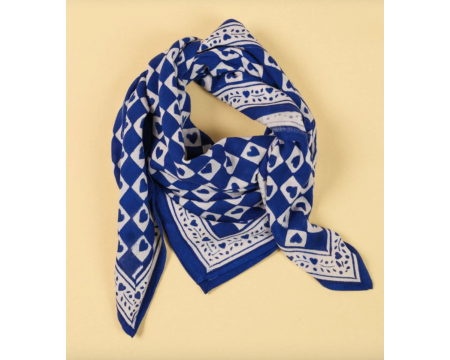 Big foulard Damier bleu MAISON AUGUSTIN