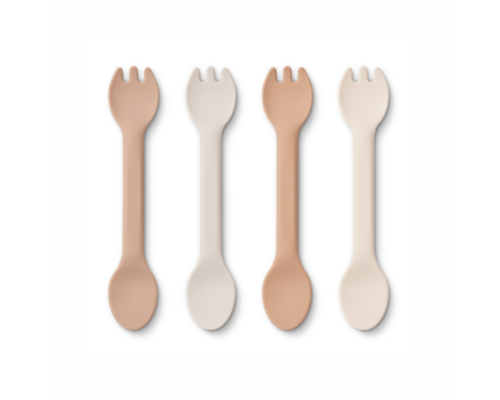 Couverts enfant 2 en 1 (lot de 4) - Rose Multi mix - LIEWOOD