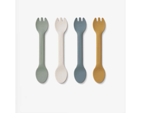 Couverts enfant 2 en 1 (lot de 4) - Faune Multi mix - LIEWOOD