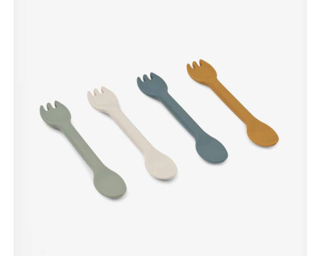Couverts enfant 2 en 1 (lot de 4) - Faune Multi mix - LIEWOOD
