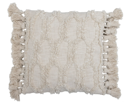 Coussin avec housse en coton - modèle GIENNIE, Nature - BLOOMINGVILLE