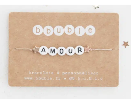 Bracelet Femme – AMOUR – 2 étoiles – Bbuble