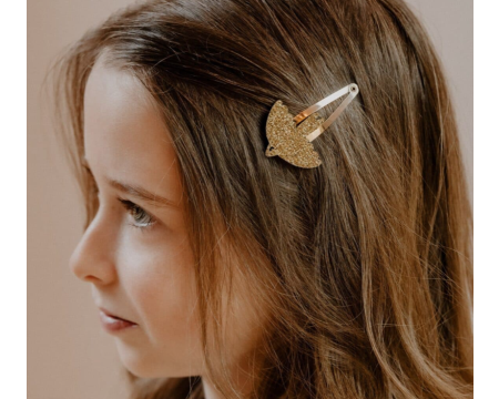 Barrettes doubles – colombe dorée pailletée