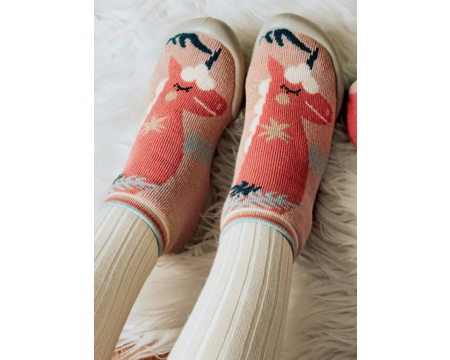 Chaussons chaussettes COLLEGIEN - Licorne Rose-34/35