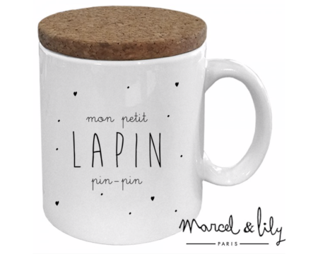 MUG AVEC SON COUVERCLE EN LIÈGE "LAPIN PIN-PIN"