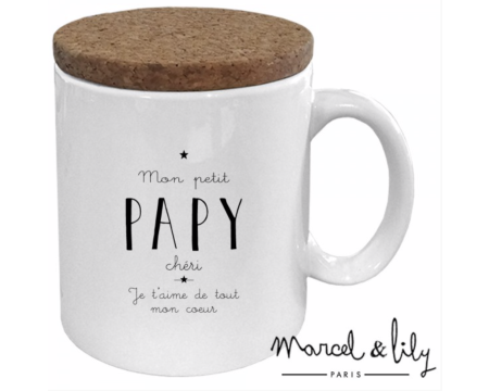 MUG AVEC SON COUVERCLE EN LIÈGE "MON PETIT PAPY CHÉRI"