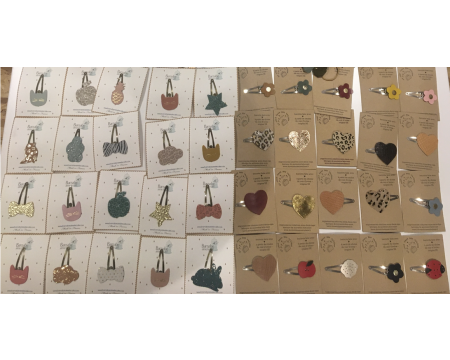 Barrette cheveux cuir BARNABE AIME LE CAFE et du Vent dans mes Valises