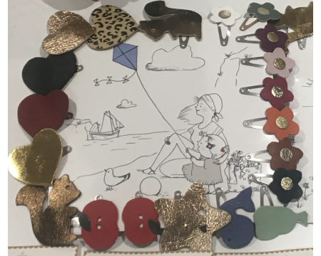 Barrette cheveux cuir BARNABE AIME LE CAFE et du Vent dans mes Valises