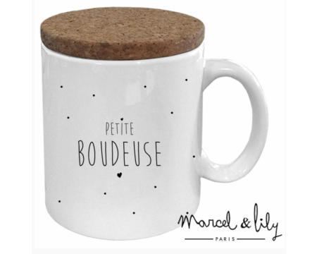 MUG AVEC SON COUVERCLE EN LIÈGE "PETITE BOUDEUSE"