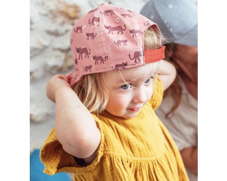Casquette bébé/enfant 100%coton rose motifs guépards - 9 mois à 6 ans