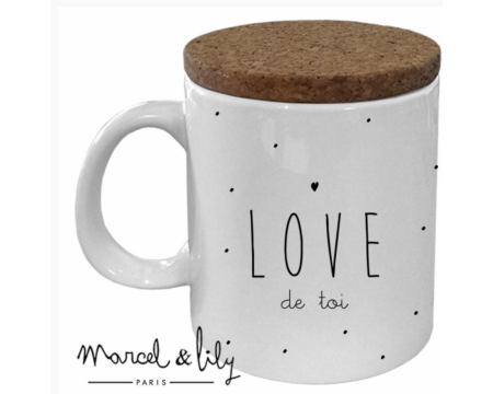Mug avec couvercle en liège "Love de toi"