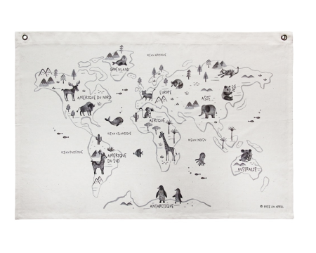 Toile en coton LA CARTE DU MONDE par ROSE IN APRIL
