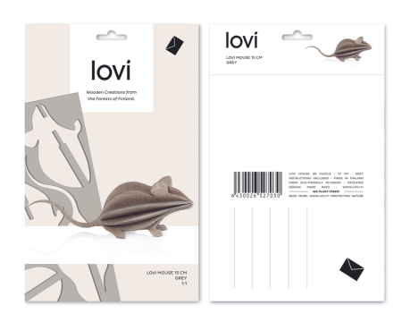 Souris LOVI, rose ou gris, en bois 3D à construire