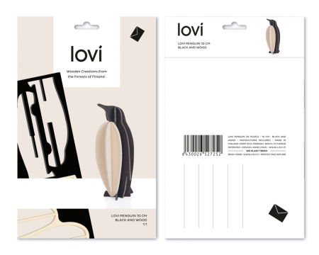 Pingouin LOVI en bois, 10 cm, 3D à assembler