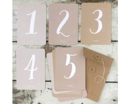 11 CARTES POSTALES MES CHIFFRES DE 0 À 9 (rose ou bleu)