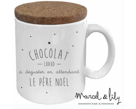 MUG COUVERCLE EN LIÈGE "RECETTE CHOCOLAT DE NOËL"