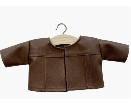 Veste Nickie marron en simili cuir poupée Minikane