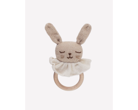 Anneau de dentition en laine d'alpaga lapin, sable