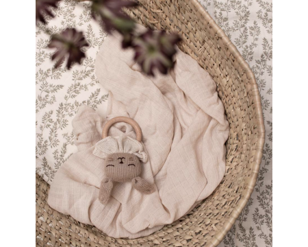 Anneau de dentition en laine d'alpaga lapin, sable