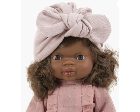 Turban rose en molleton pour poupée Minikane
