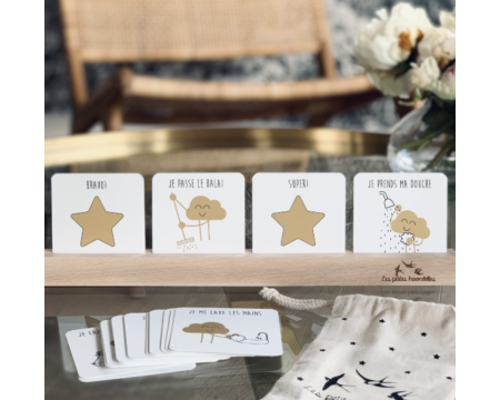 Nuage éducatif – barrette en bois et cartes en papier