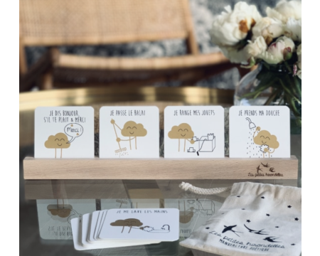 Nuage éducatif – barrette en bois et cartes en papier