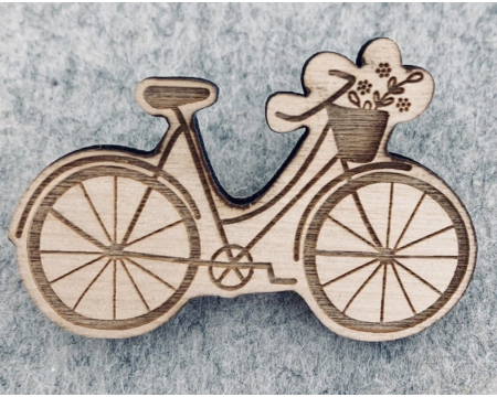 Pin's en bois - vélo bucolique