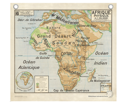 Affiche/planche Carte d'Afrique physique LES JOLIES PLANCHES