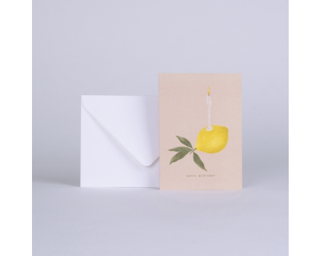 Carte double LEMON - "HAPPY BIRTHDAY" + enveloppe