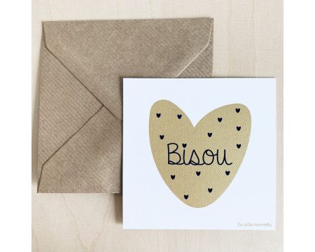 Carte carrée et son enveloppe - Bisou