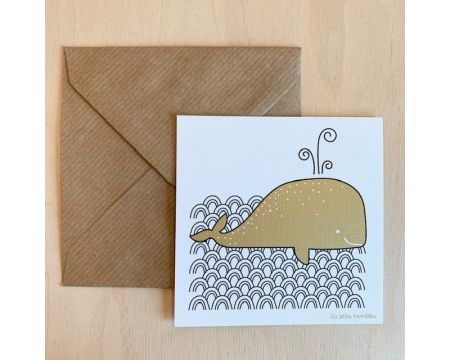 Carte carrée et son enveloppe - Baleine