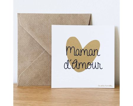 Carte carrée et son enveloppe - Maman d'amour
