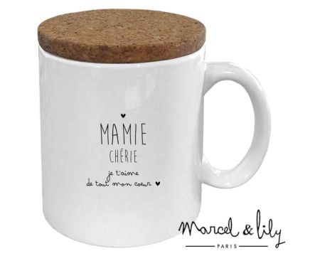 Mug avec couvercle en liège Mamie chérie je t'aime MARCEL&LILY