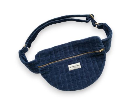 Grand sac banane en velours Big Kela Marine - APACHES