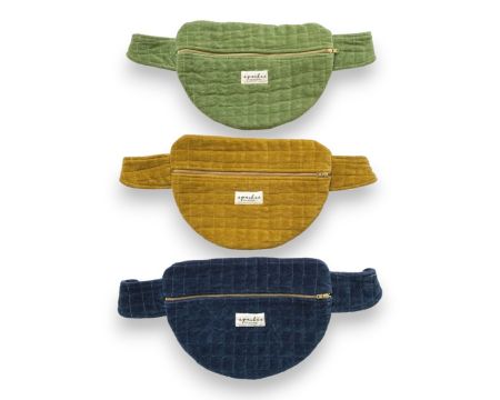 Grand sac banane en velours Big Kela Ocre - APACHES