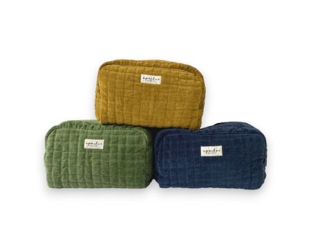 Grande trousse en velours Gaya - Marine