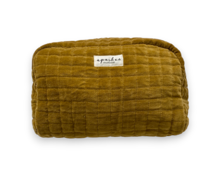 Grande trousse en velours Gaya - Ocre