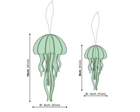 Méduse LOVI en bois 12 cm, vert menthe, kit 3D à assembler
