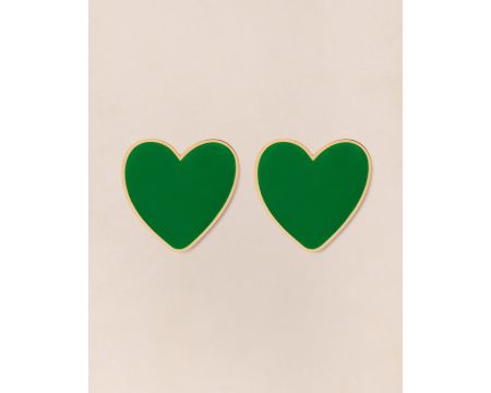 Boucles d'oreilles Big Love émoi émoi - émail vert et or fin 24 carats