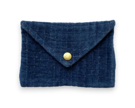 Pochette enveloppe Ravi velours marine