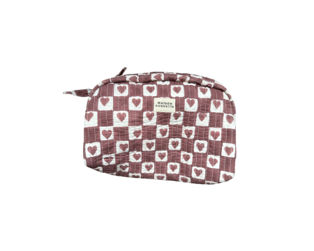 Trousse Make up Coeur Prune - Maison Augustin