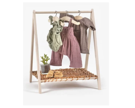 Porte vêtements MINIKANE - Wendy en bois naturel et osier