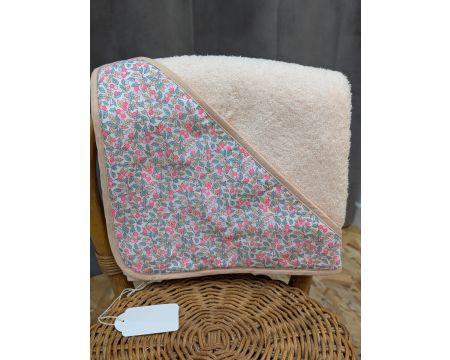 Cape de bain rose petites fleurs BARNABE AIME LE CAFE